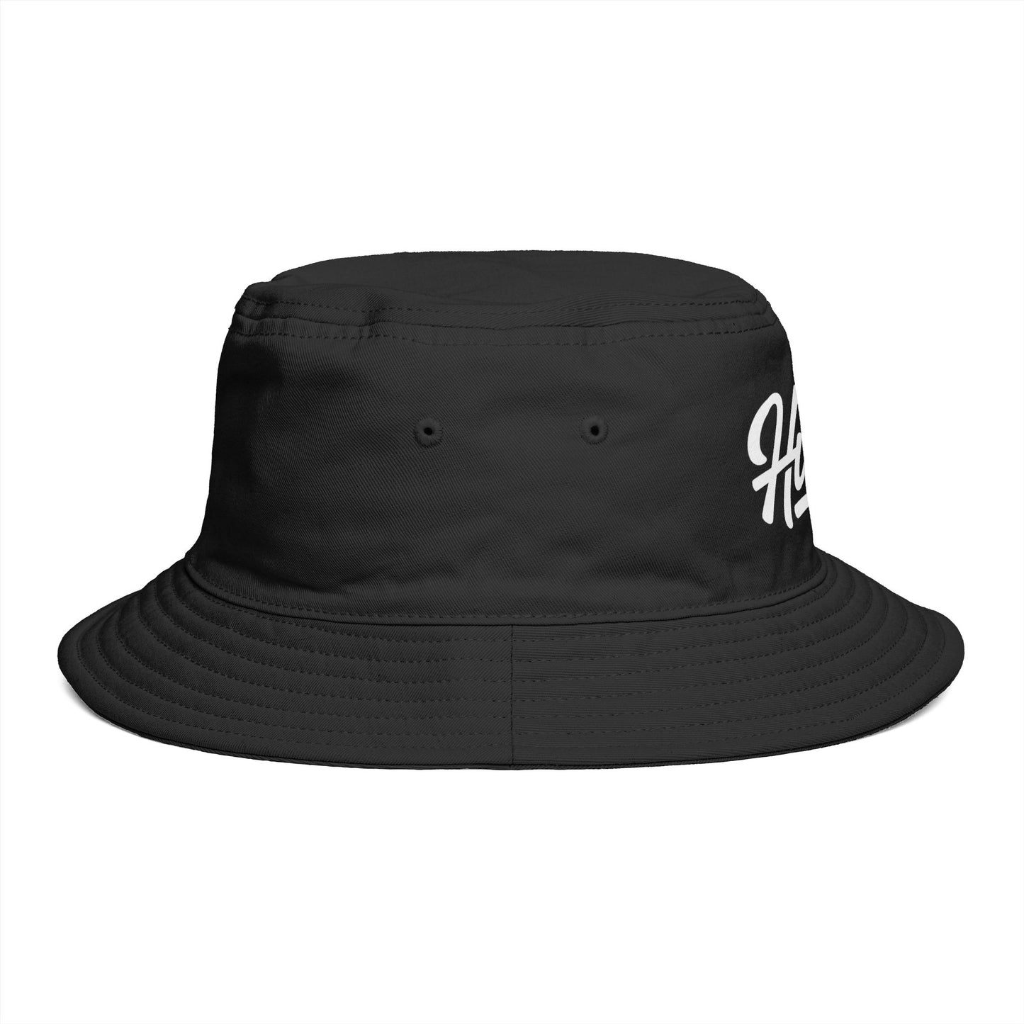 Hustle Embroidered Bucket Hat — Retro Script Streetwear Cap Hats Printify