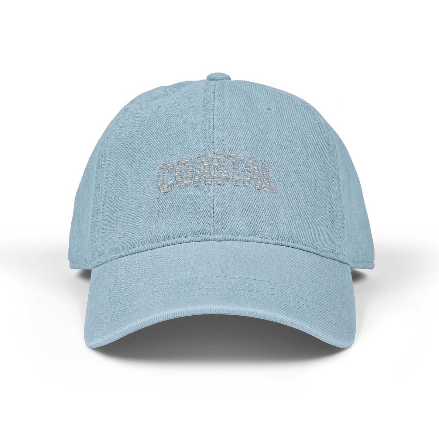 Coastal Embroidered Denim Hat — Casual Beach Baseball Cap Hats Printify One size Light Blue