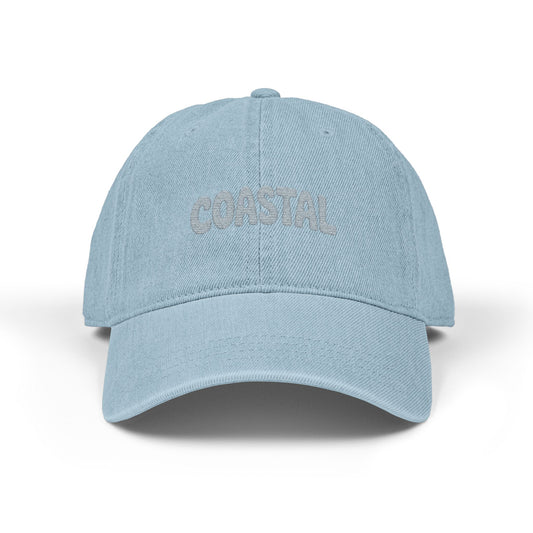 Coastal Embroidered Denim Hat — Casual Beach Baseball Cap Hats Printify One size Light Blue