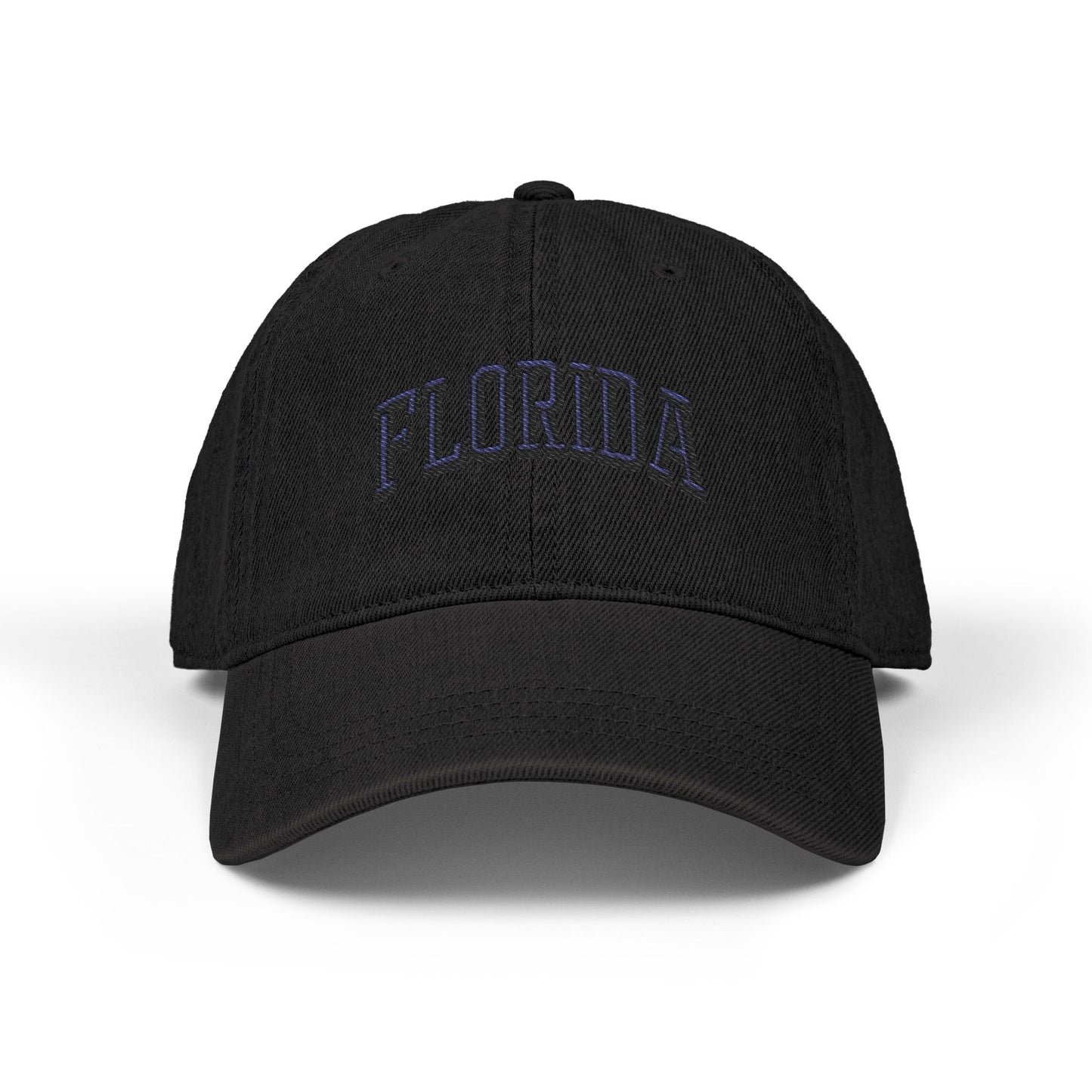 Embroidered 'Florida' Denim Hat - Vintage Stitch Dad Cap Hats Printify One size Black
