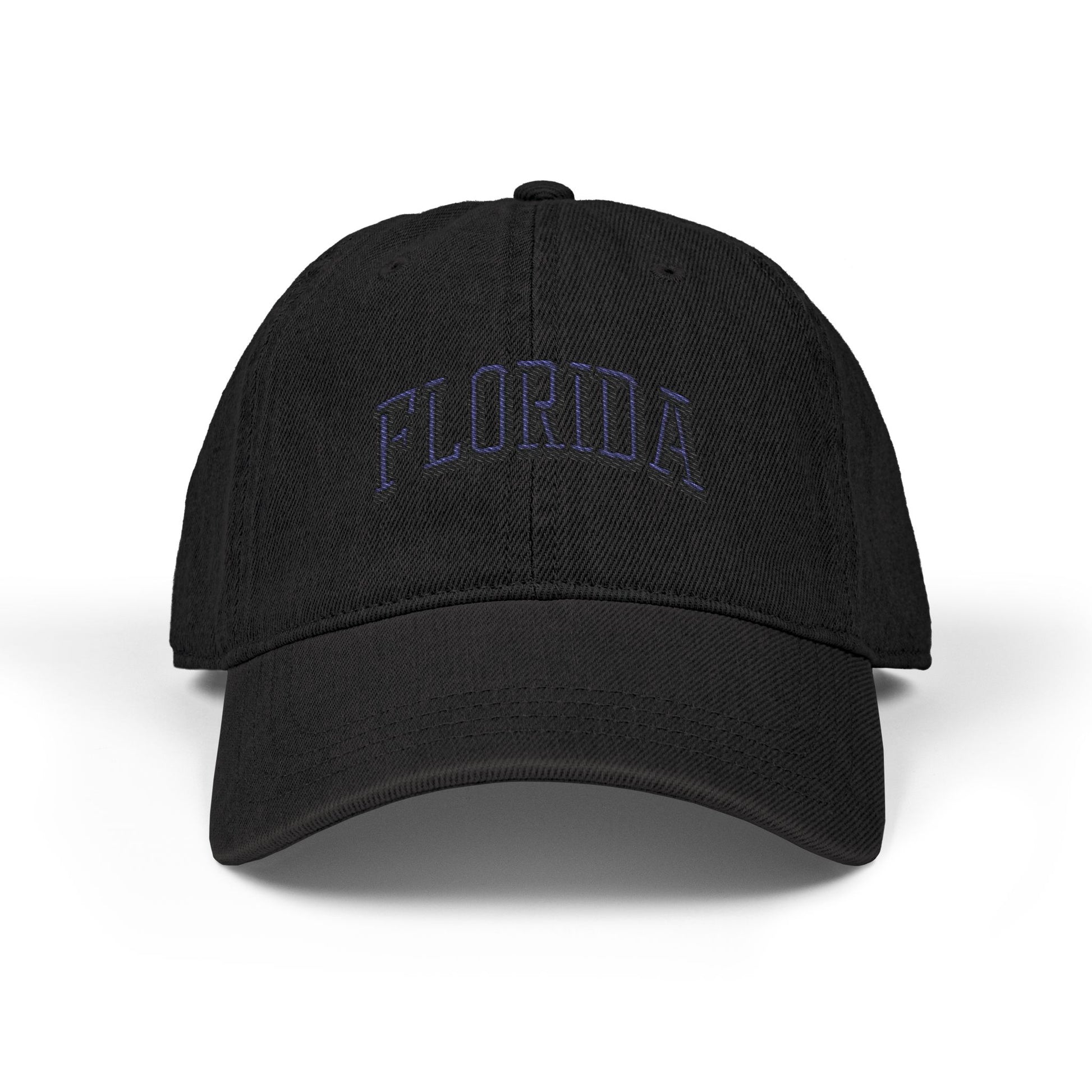 Embroidered 'Florida' Denim Hat - Vintage Stitch Dad Cap Hats Printify One size Black