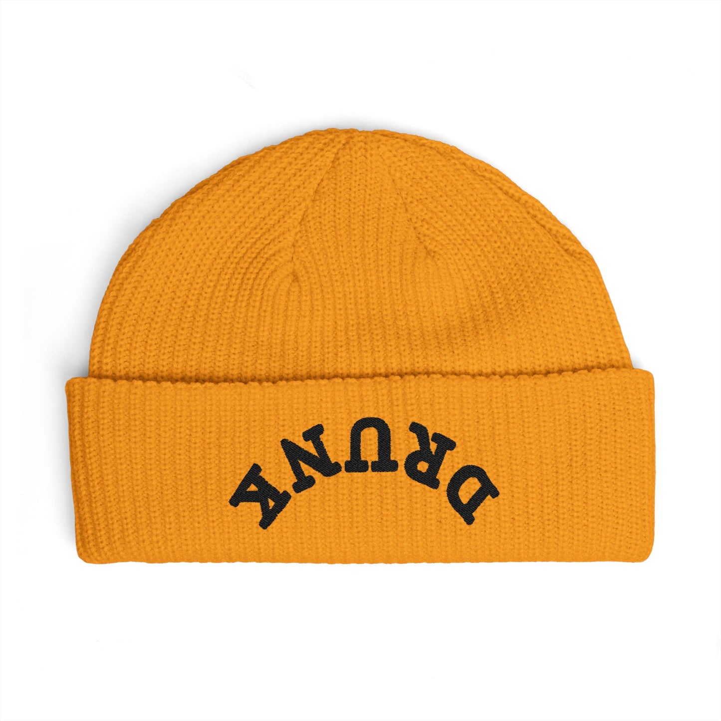 Cuff Beanie — 'DRUNK' Embroidered Cuffed Knit Hat (Streetwear Winter Beanie)