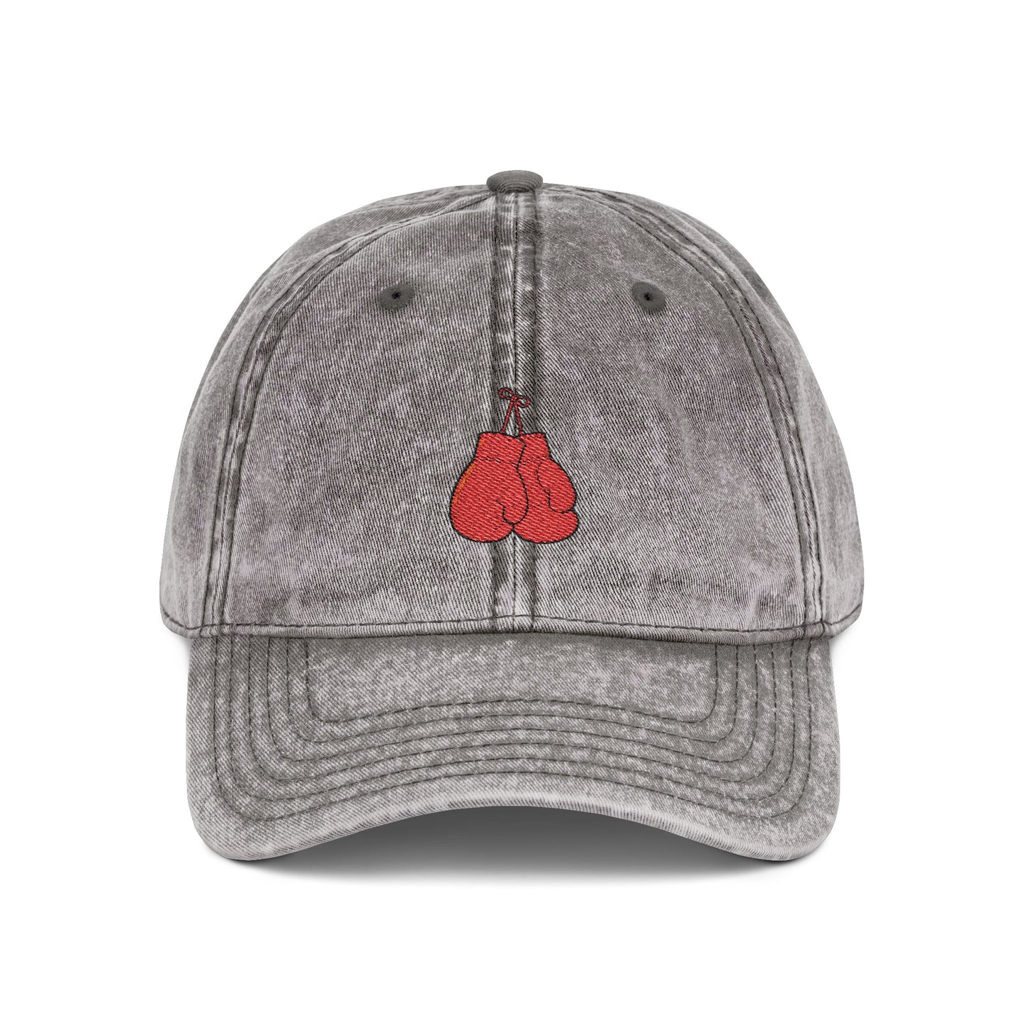 Embroidered Vintage Cherry Cap — Washed Grey Baseball Hat Hats Printify One size Charcoal Grey