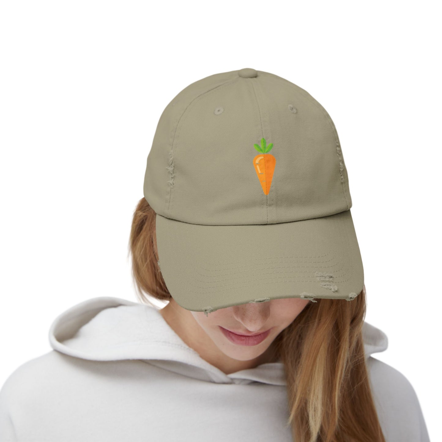 Carrot Patch Distressed Cap — Cute Embroidered Vegetable Baseball Hat Hats Printify