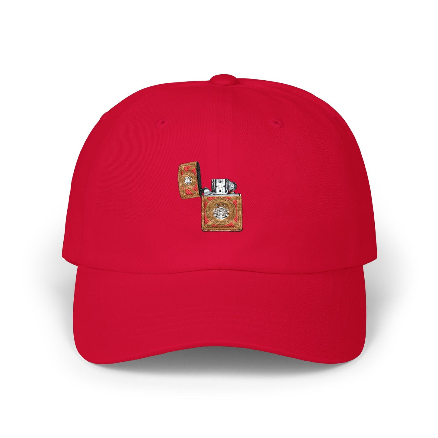 Dad Cap - Floral Lighter Patch Embroidered Baseball Hat Hats Printify Cranberry One size