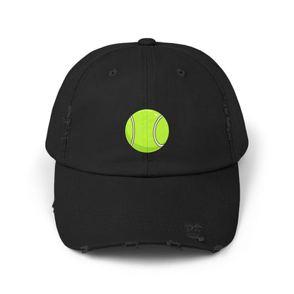 Distressed Tennis Ball Cap — Vintage Sport Dad Hat Hats Printify Black One size