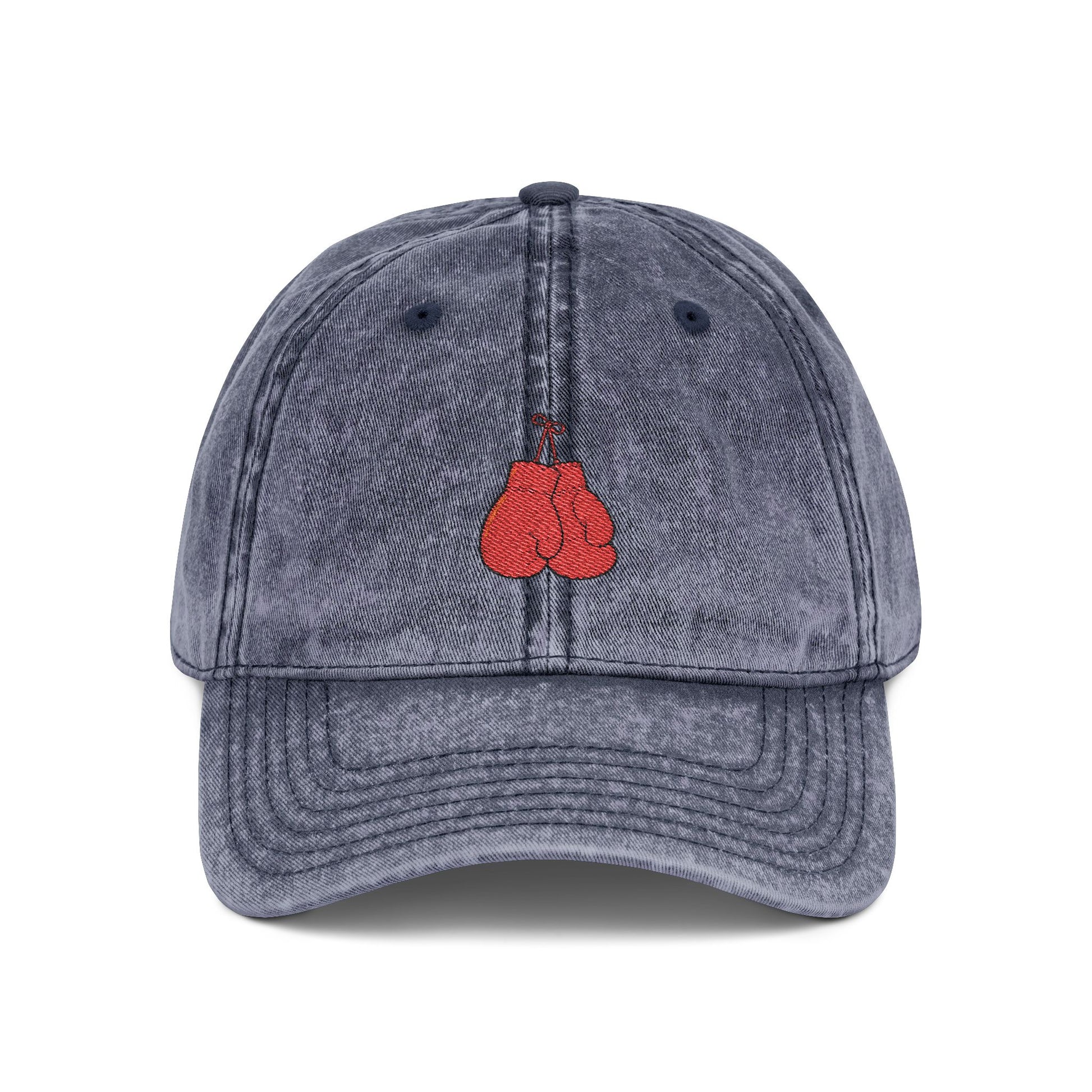 Embroidered Vintage Cherry Cap — Washed Grey Baseball Hat Hats Printify One size Navy