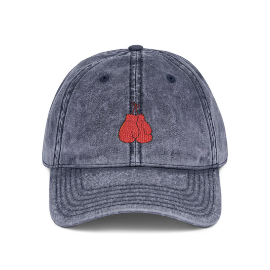 Embroidered Vintage Cherry Cap — Washed Grey Baseball Hat Hats Printify One size Navy