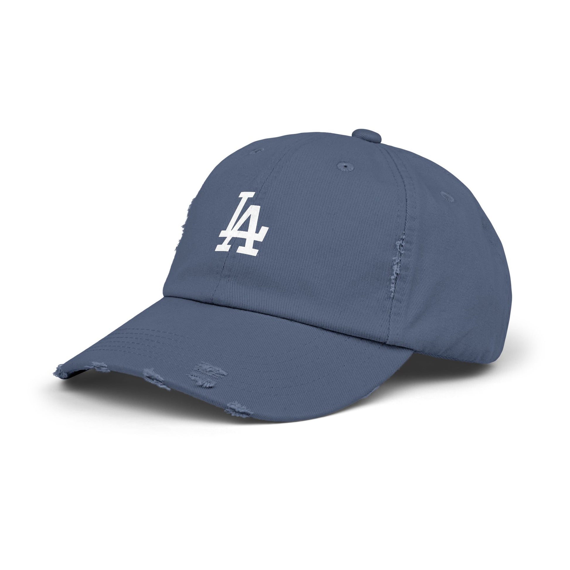 Distressed LA Baseball Cap — Vintage Black Dad Hat Hats Printify