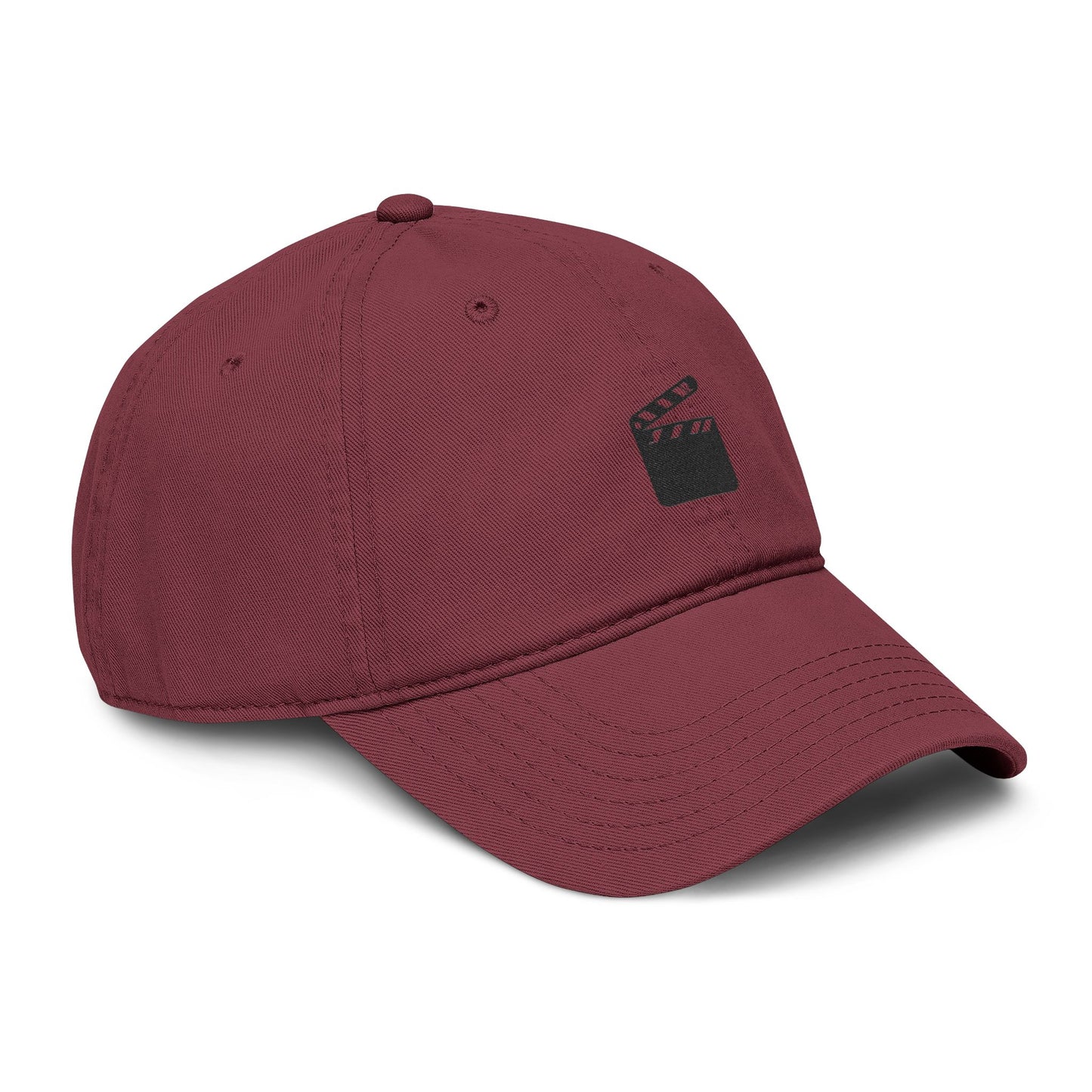 Washed Baseball Cap with Film Clapper Embroidery – Vintage Crew Hat for Filmmakers & Movie Fans Hats Printify