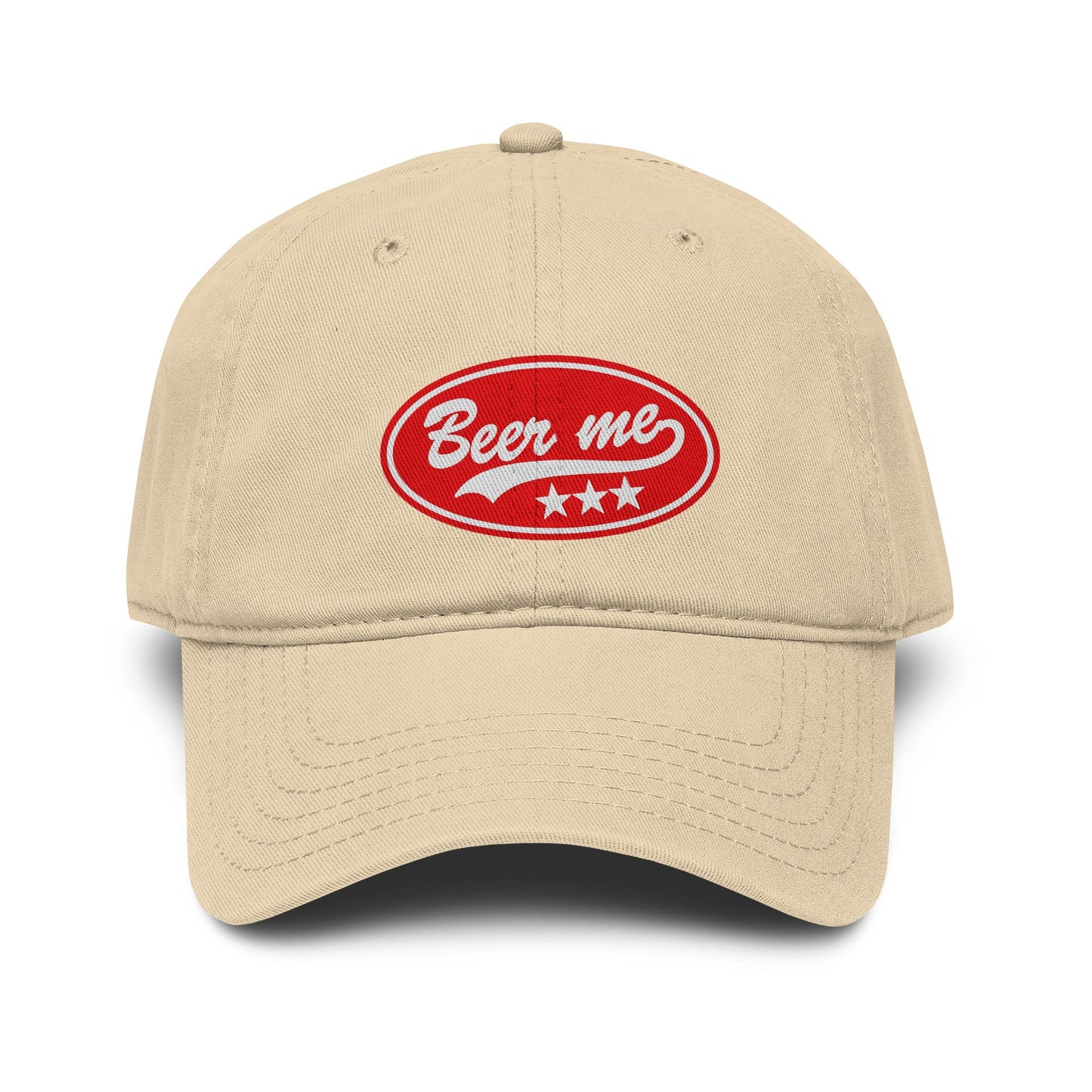 Beer Me Baseball Cap — Vintage Washed Hat with Red Patch
