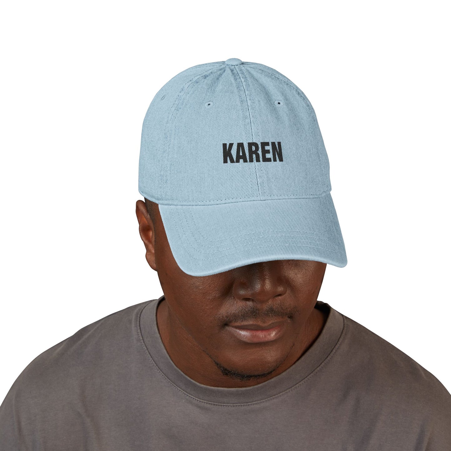 Embroidered 'KAREN' Denim Hat - Classic Adjustable Black Cap Hats Printify