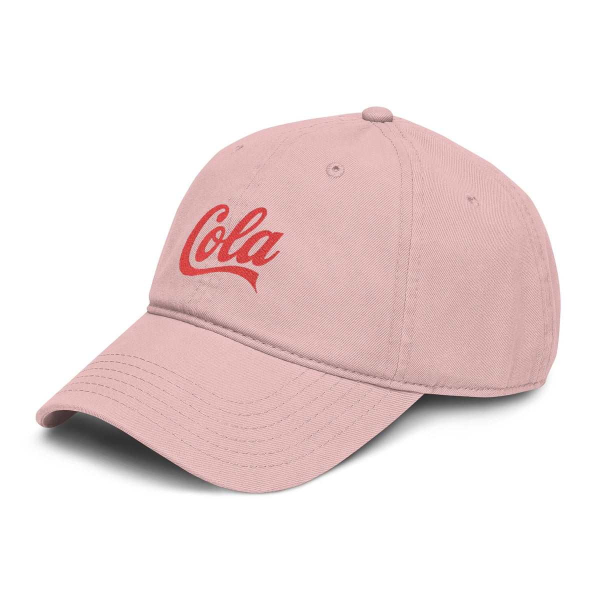 Washed Cotton Baseball Cap with Retro "Cola" Script Embroidery