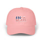 USA Flag Embroidered Dad Cap — Patriotic Classic Baseball Hat for Fourth of July Hats Printify Pink One size