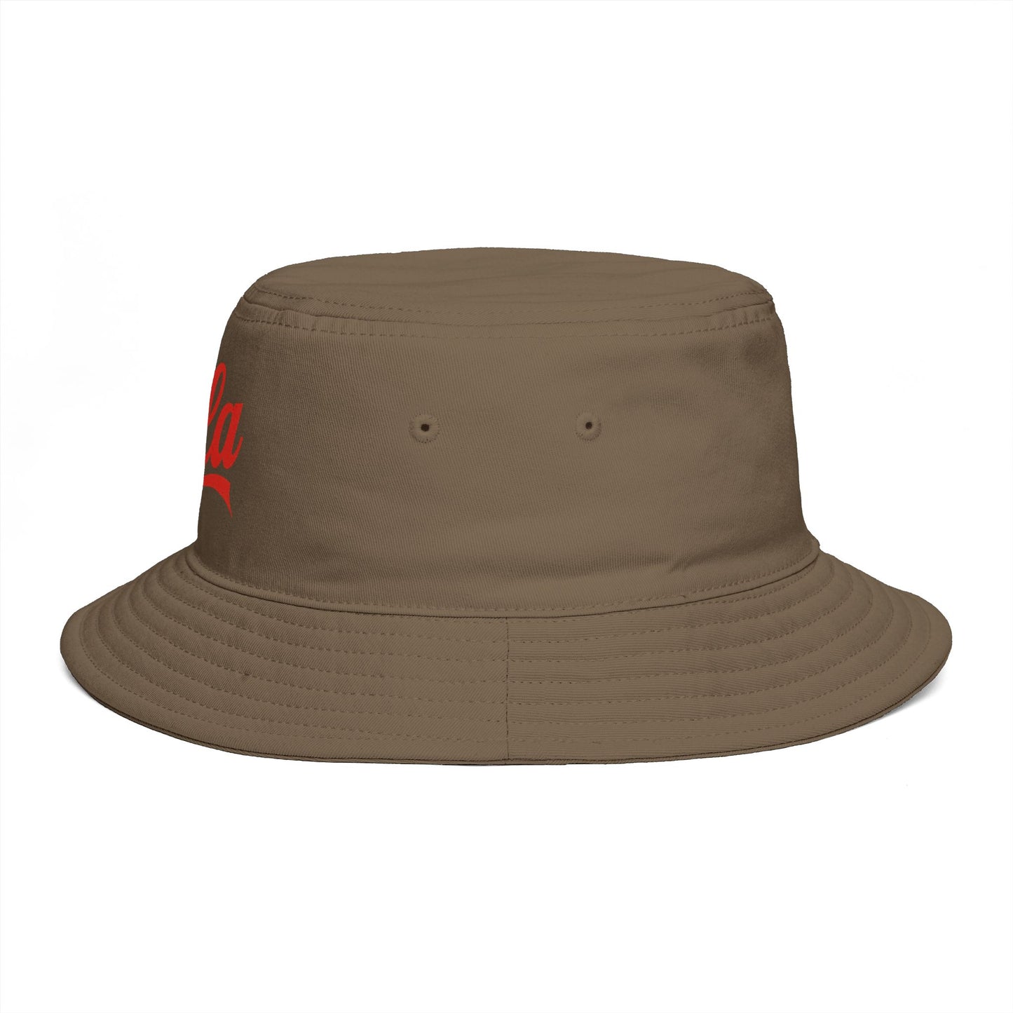 Cola Logo Brown Bucket Hat – Retro Soda-Inspired Summer Hat Hats Printify