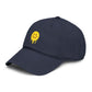 Washed Baseball Cap — Drippy Yellow Smile Embroidered Hat