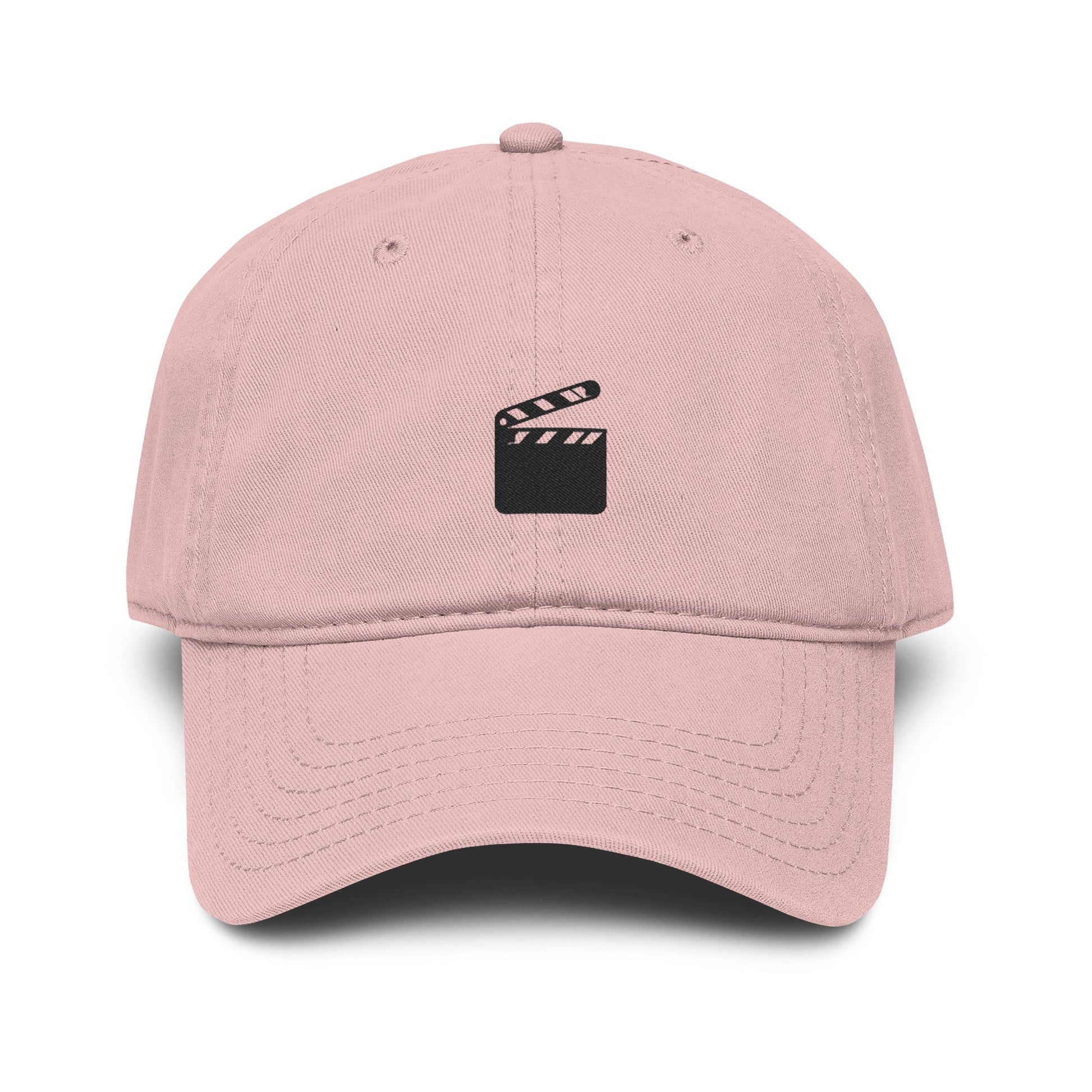 Washed Baseball Cap with Film Clapper Embroidery – Vintage Crew Hat for Filmmakers & Movie Fans Hats Printify One size Dusty Rose