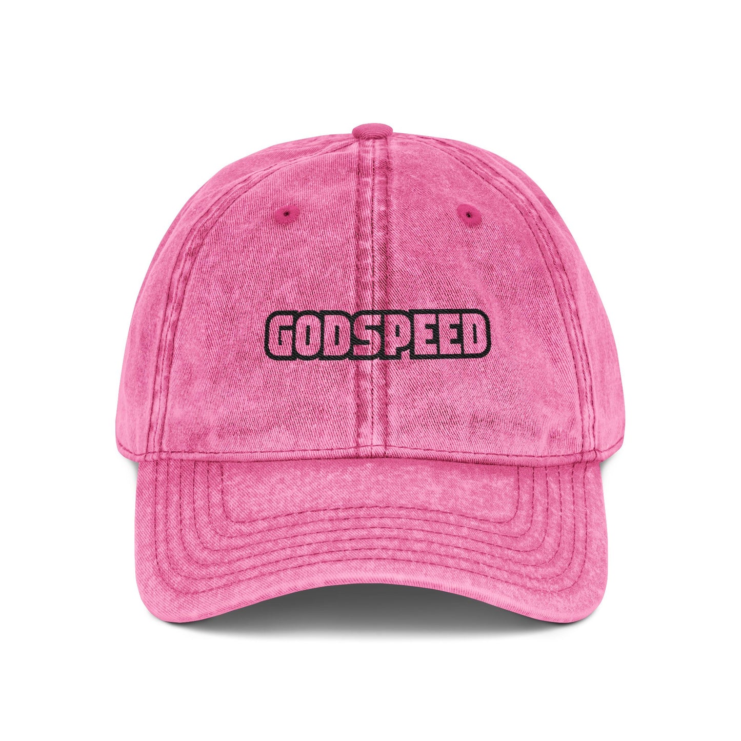 Godspeed Embroidered Vintage Cap — Distressed Red Baseball Hat Hats Printify One size Pink