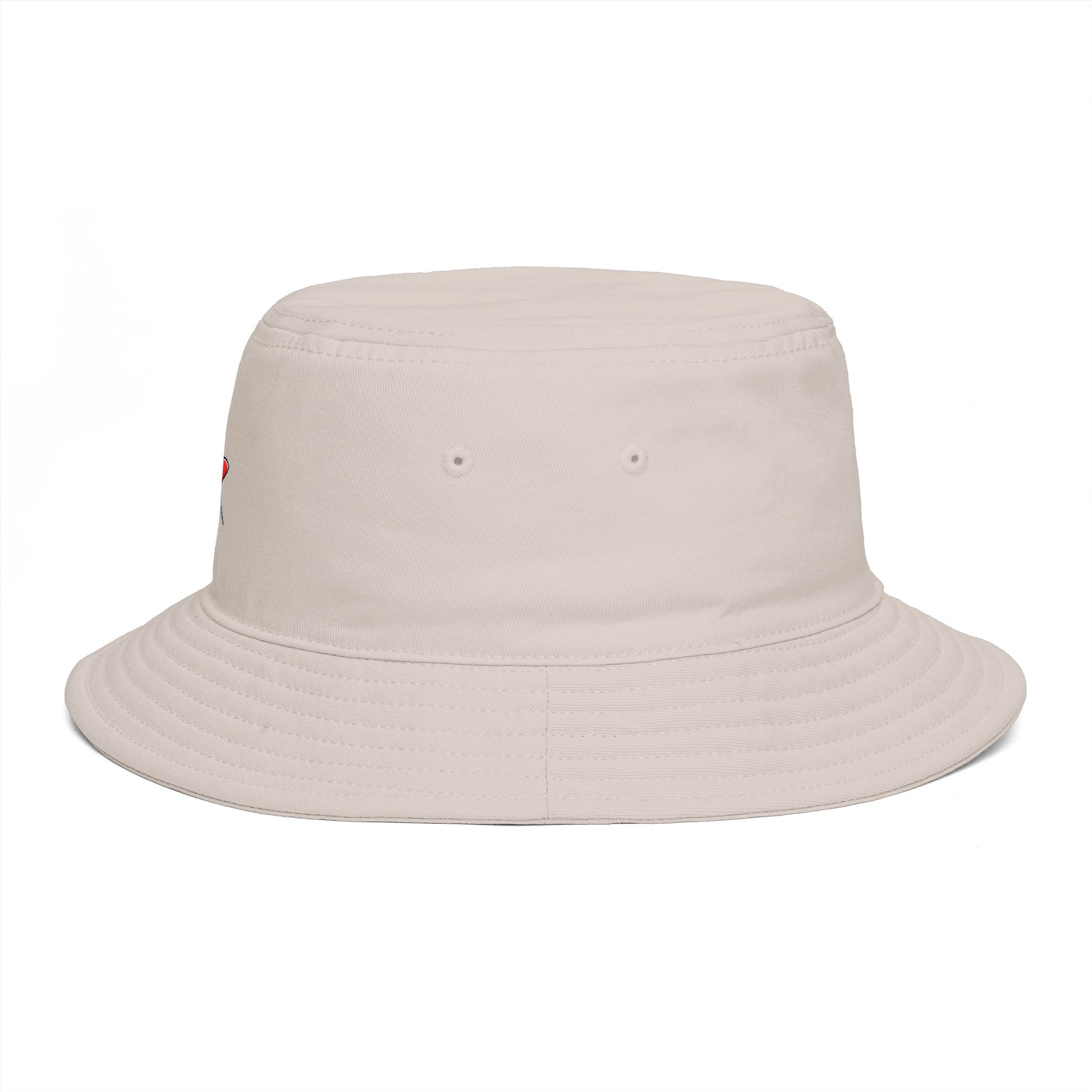 Red Pushpin Embroidered Bucket Hat - Minimal Casual Sun Hat Hats Printify