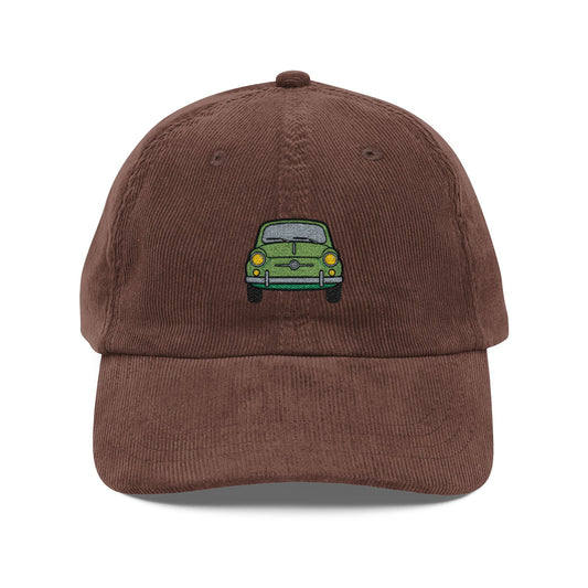 Corduroy Cap — Embroidered Vintage Car Patch Hat Hats Printify Dark Brown One size