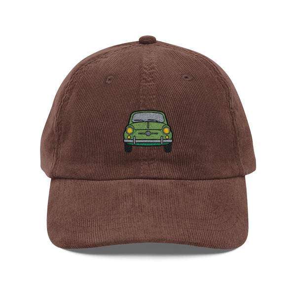 Corduroy Cap — Embroidered Vintage Car Patch Hat Hats Printify Dark Brown One size