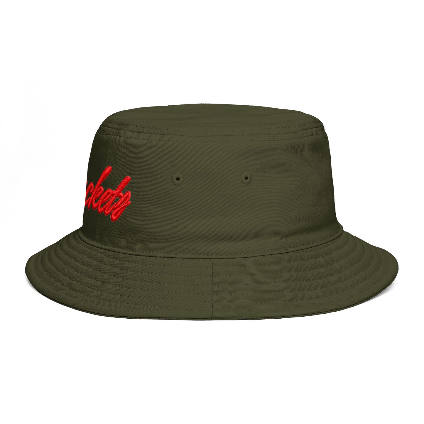 Bucket Hat — Retro Script 'Bucketd' Embroidered Brown Summer Hat