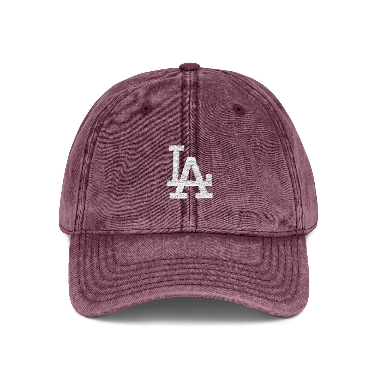 Vintage Embroidered LA Cap — Washed Red Baseball Hat Hats Printify One size Maroon