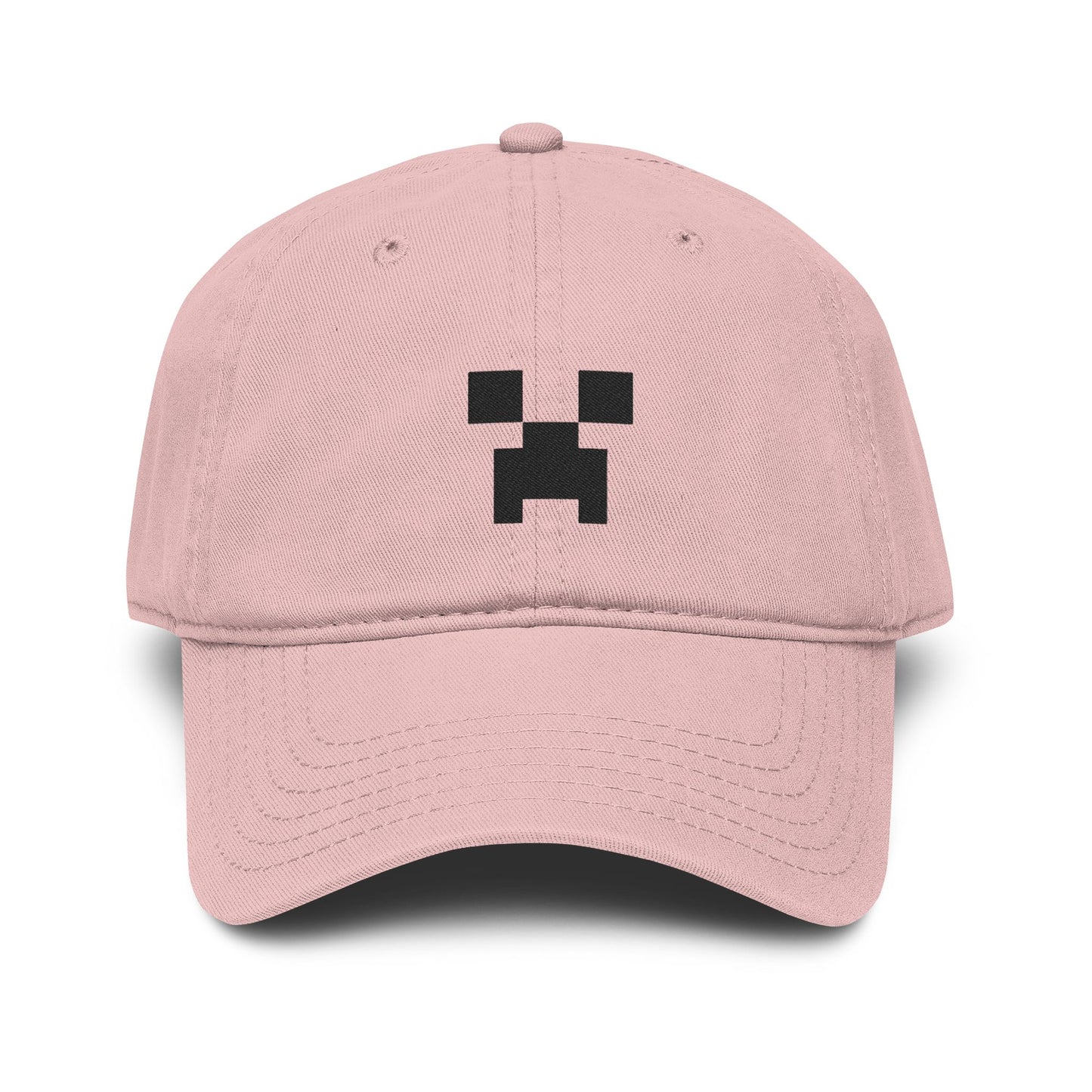 Pixel Creeper Face Cap | Washed Baseball Cap Hats Printify One size Dusty Rose
