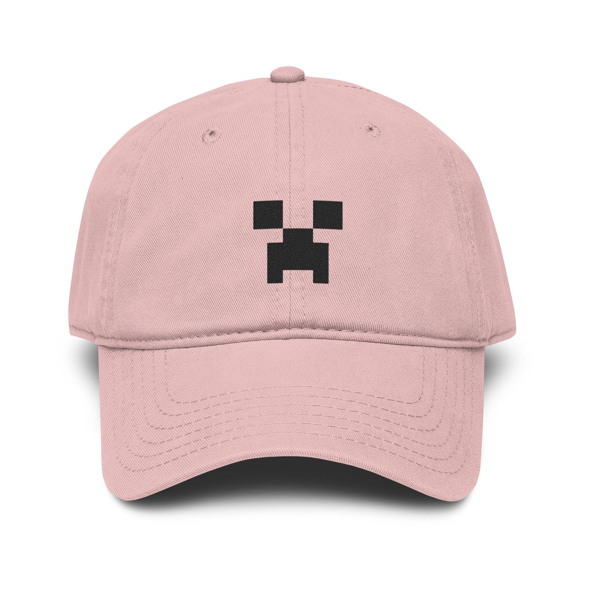 Pixel Creeper Face Cap | Washed Baseball Cap Hats Printify One size Dusty Rose