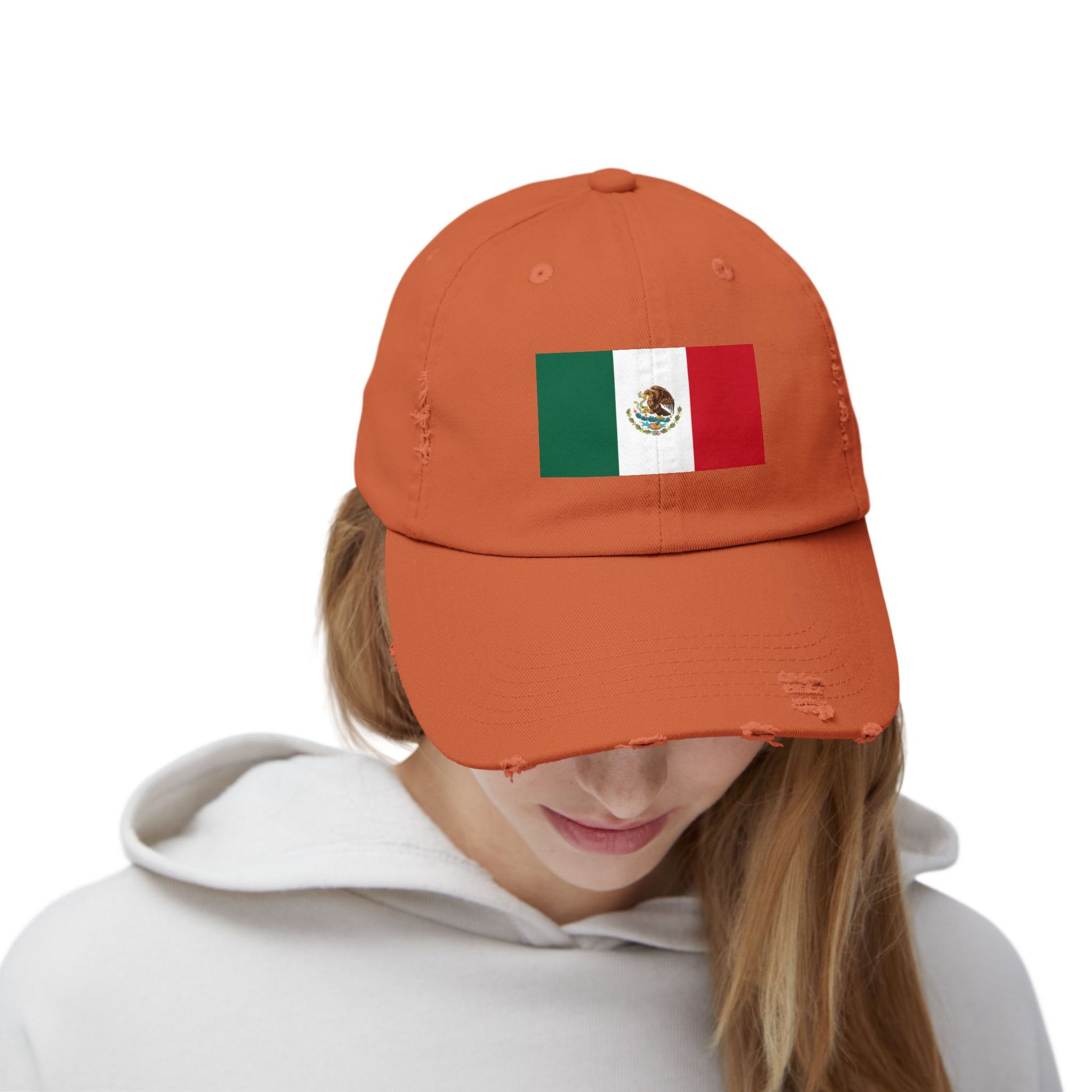 Mexico Flag Distressed Cap — Vintage Mexican Flag Dad Hat Hats Printify