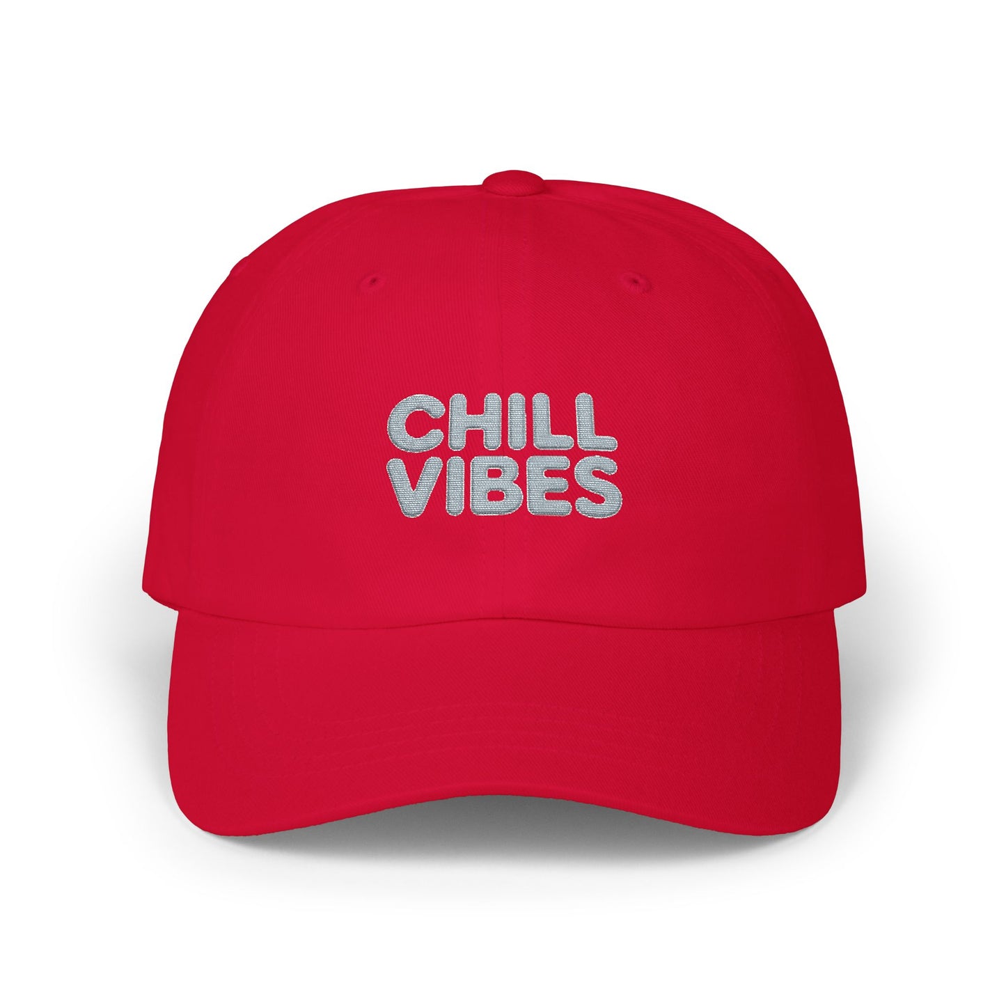 Dad Cap — "Chill Vibes" Embroidered Baseball Hat Hats Printify Cranberry One size