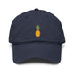 Pineapple Embroidered Washed Baseball Cap Hats Printify One size Navy