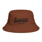 Schrute Farms Bucket Hat — Brown Retro Logo Farmwear Hats Printify