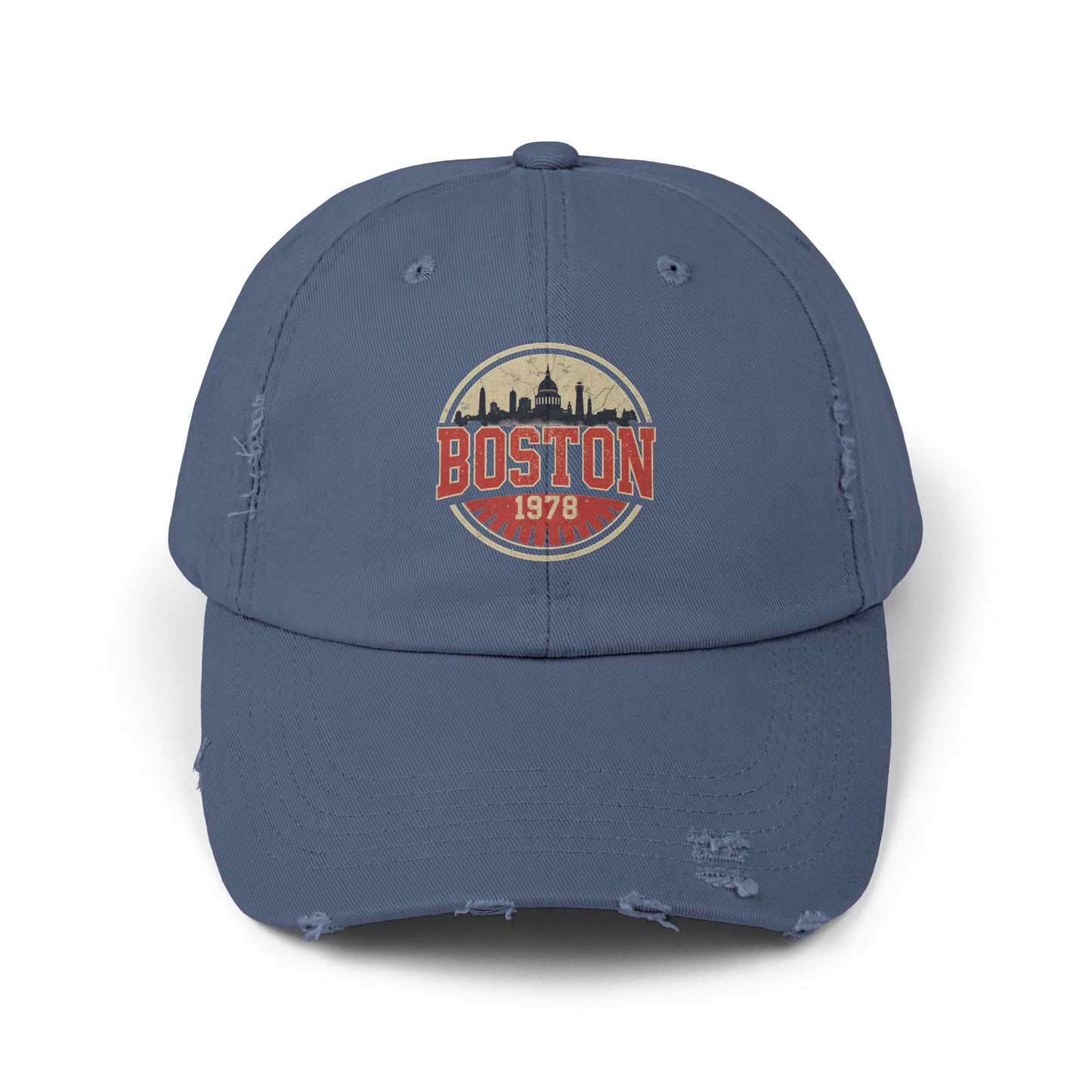 Boston Distressed Cap - Vintage City Skyline Dad Hat (1978)