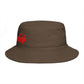 Bucket Hat — Retro Script 'Bucketd' Embroidered Brown Summer Hat