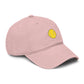 Washed Baseball Cap with Tiny Yellow Tennis Ball Embroidery