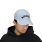 Dad Cap – 'DRUNK' Arch Embroidered White Baseball Hat