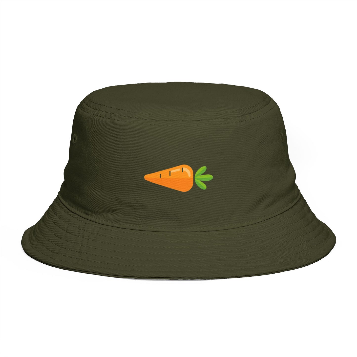 Carrot Emoji Bucket Hat — Cute Vegetable Graphic Summer Hat Hats Printify One size Army