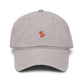 Washed Baseball Cap with Tiny Orange Pushpin Embroidery — Casual Everyday Hat Hats Printify One size Gray