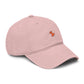 Washed Baseball Cap with Tiny Orange Pushpin Embroidery — Casual Everyday Hat Hats Printify