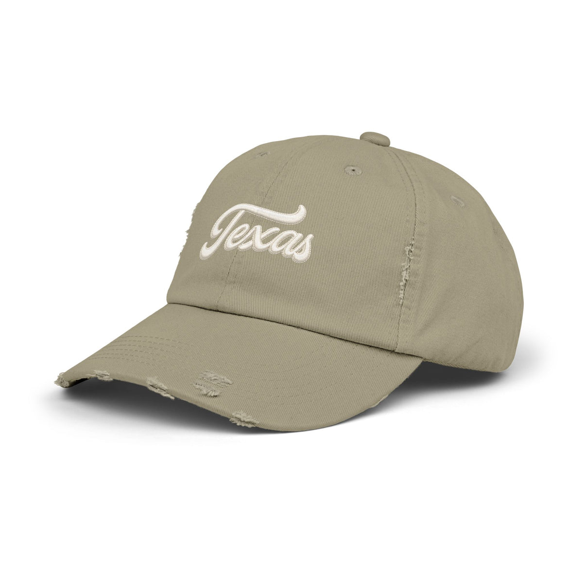Texas Distressed Baseball Cap — Vintage Script Embroidered Hat