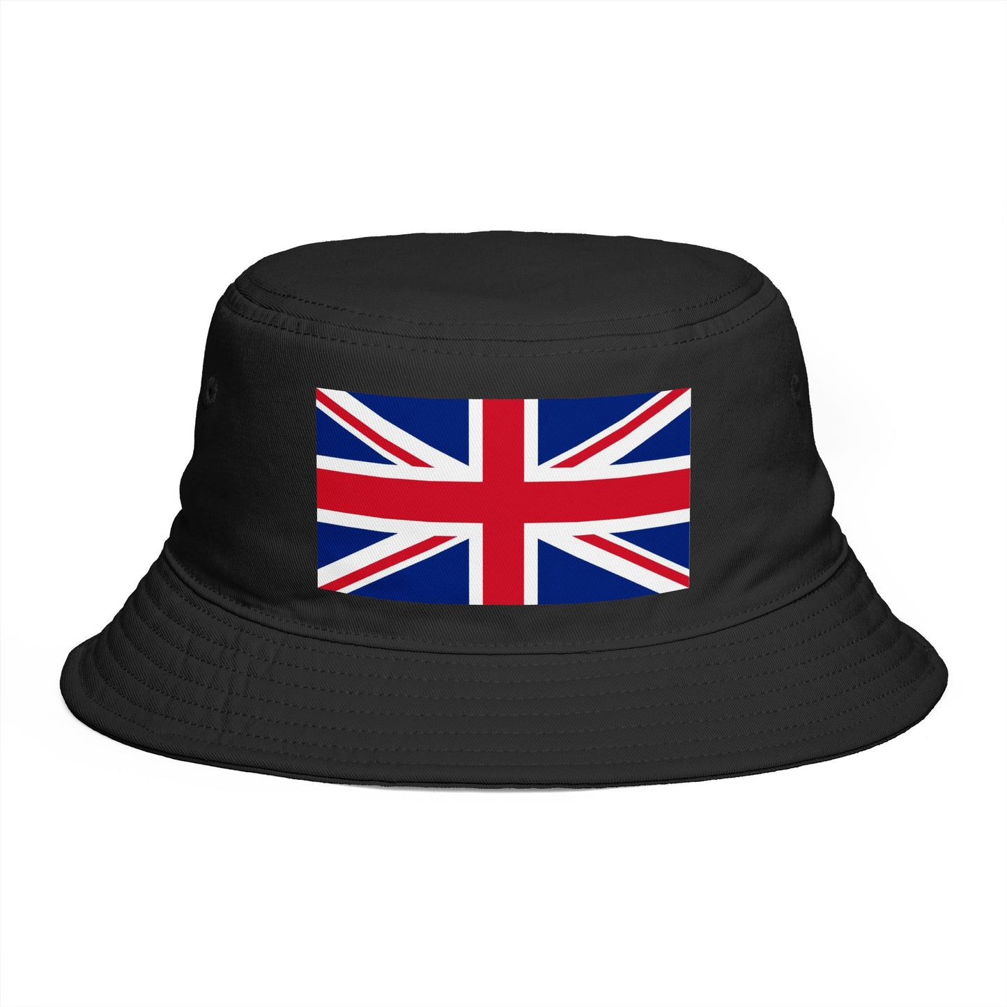 Union Jack Bucket Hat — British Flag Cotton Sun Hat Hats Printify One size Black