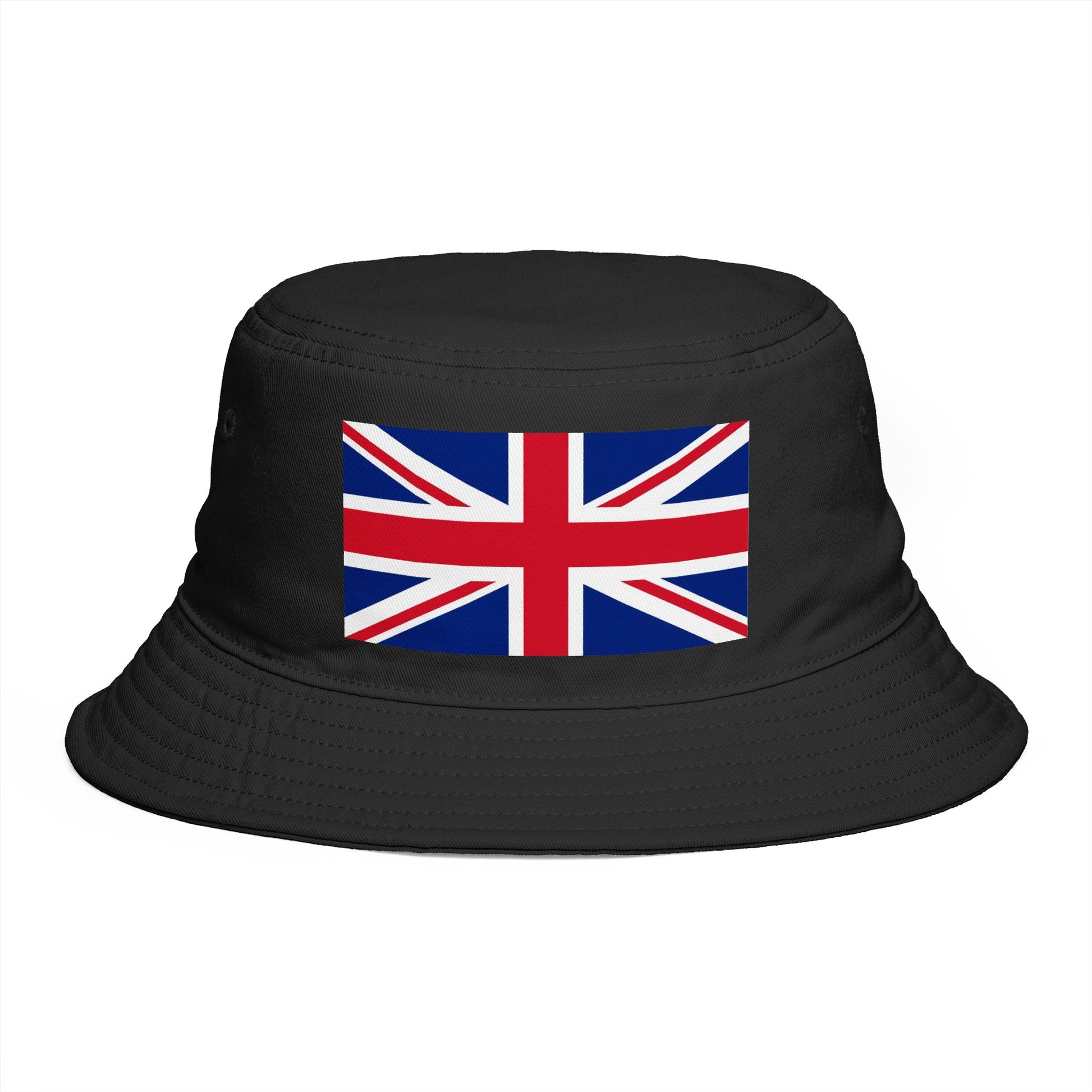 Union Jack Bucket Hat — British Flag Cotton Sun Hat Hats Printify One size Black