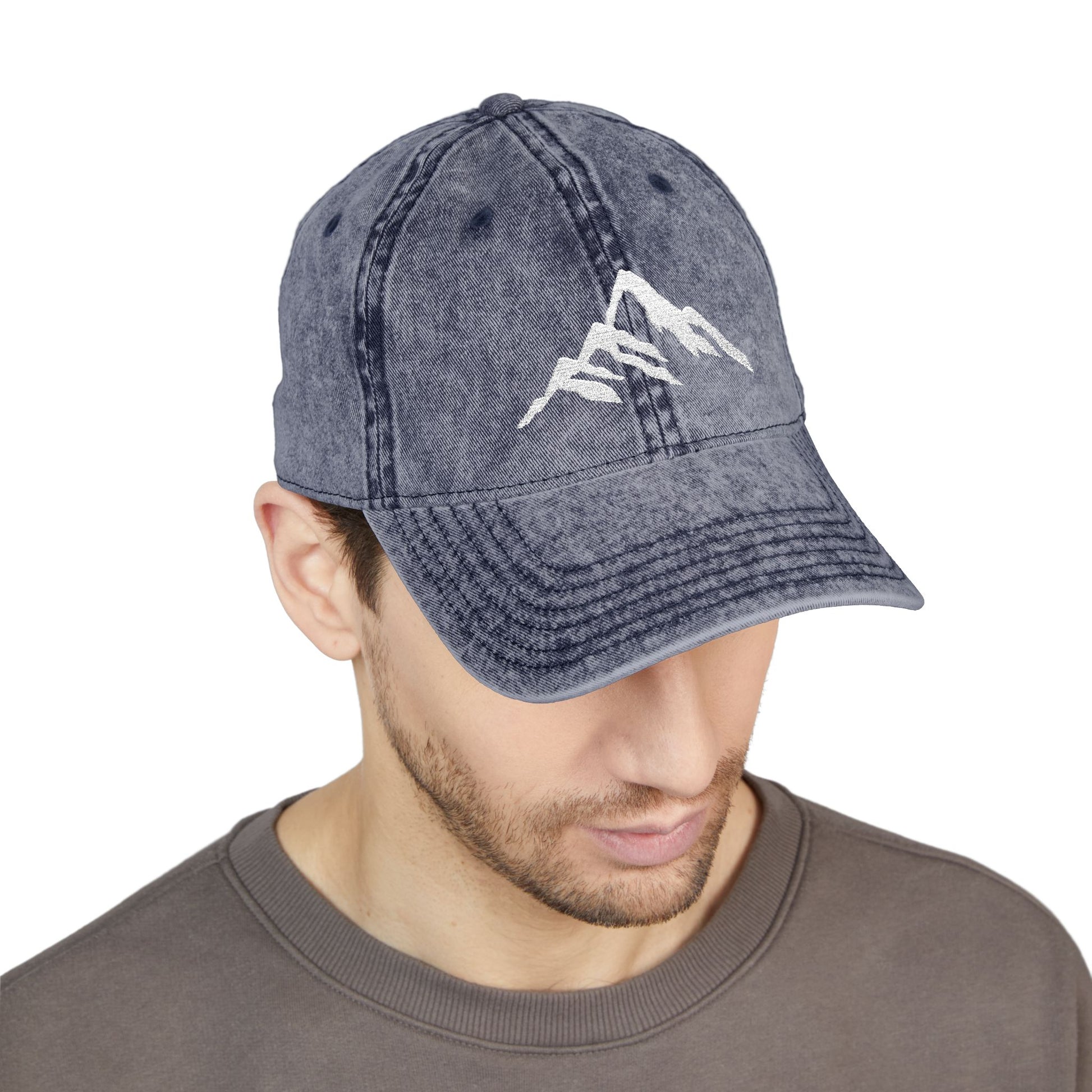 Vintage Embroidered Mountain Cap — Washed Red Dad Hat