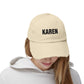 Distressed 'Karen' Baseball Cap — Black Embroidered Name Hat Hats Printify