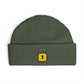 Embroidered Lock Cuff Beanie – Secure Padlock Knit Hat Hats Printify One size Cypress