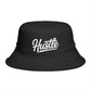 Hustle Embroidered Bucket Hat — Retro Script Streetwear Cap Hats Printify One size Black