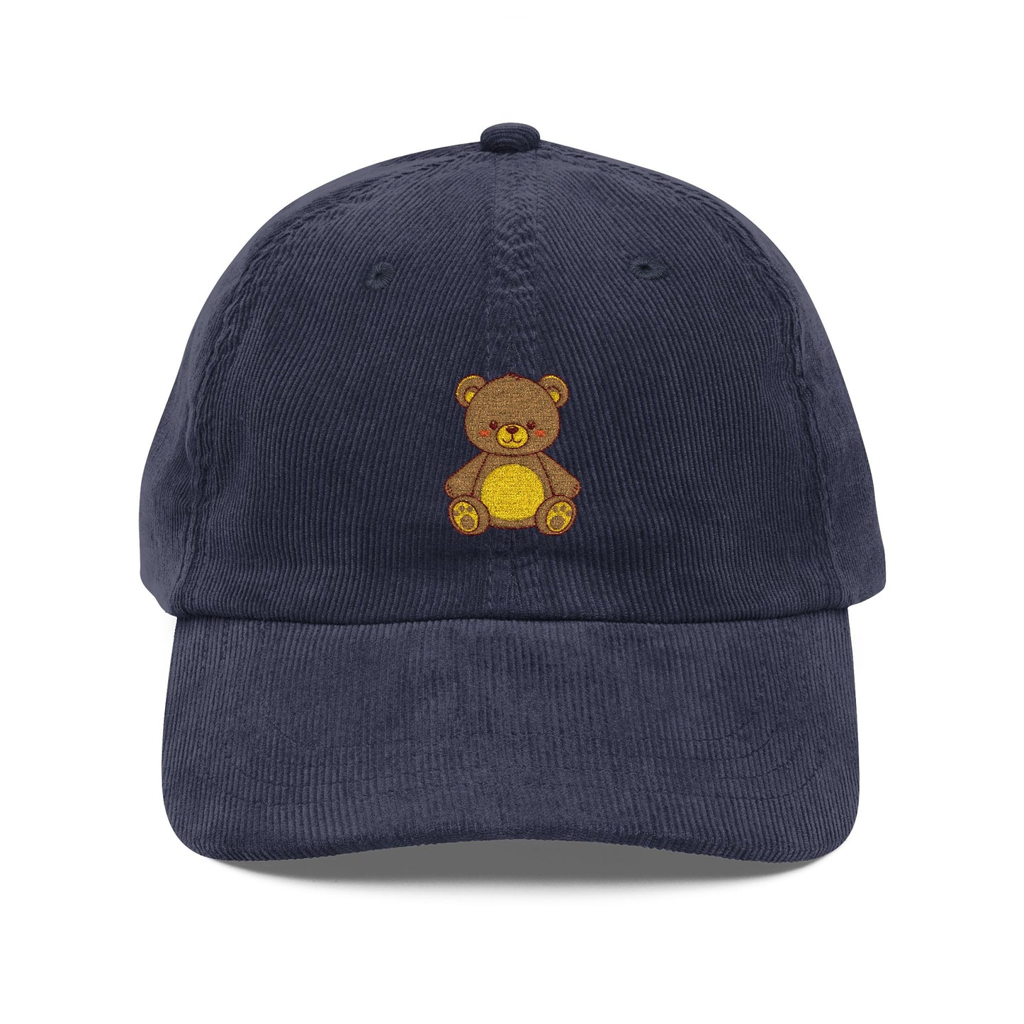 Corduroy Teddy Bear Embroidered Cap Hats Printify Navy Blue One size