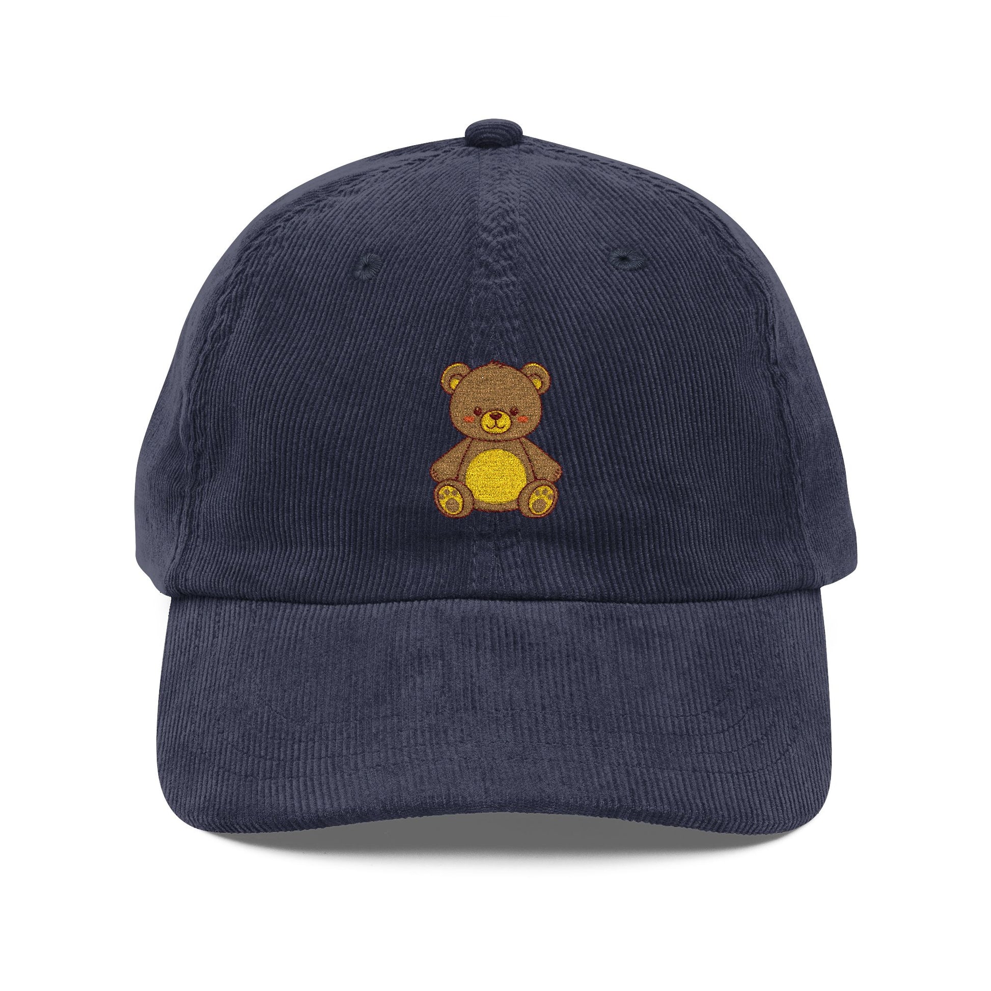 Corduroy Teddy Bear Embroidered Cap Hats Printify Navy Blue One size