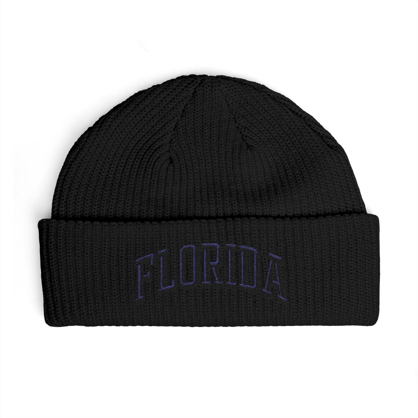 Florida Cuff Beanie - Embroidered Collegiate Knit Hat Hats Printify One size Black